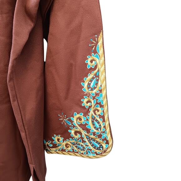 Bob Mackie Brown Embroidered Tunic Top Size 1X NWT Boho - Picture 3 of 5